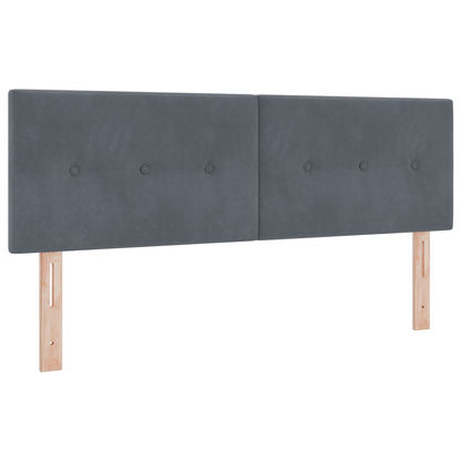 Boxspring Bed Met Matras Donkergrijs 140X190 Cm Velours Blauw