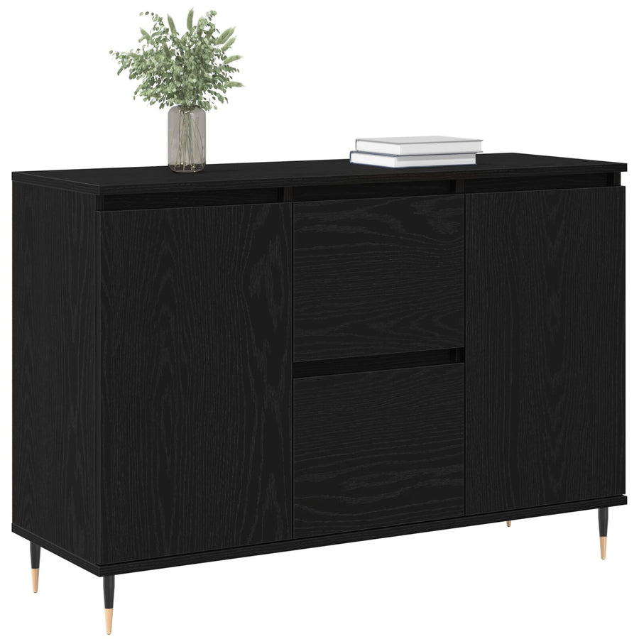 Dressoir Met Deuren & Lades Zwart Eiken 101,5X35X70 Cm