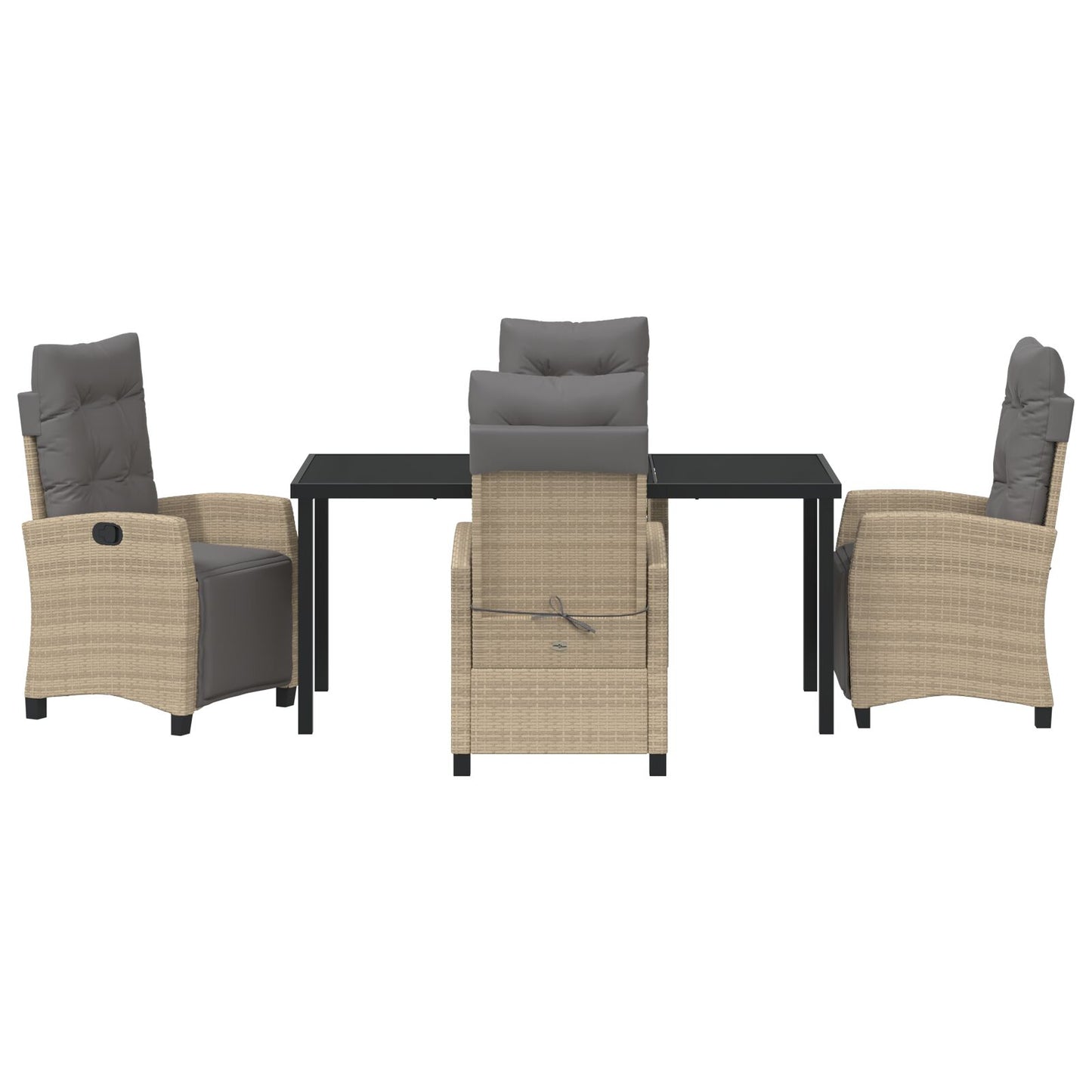 5-Delige Tuin Eetset Beige Poly Rattan
