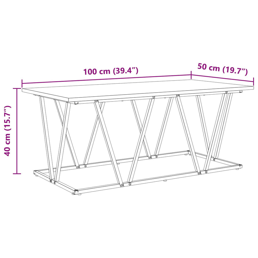 Salontafel Rookeiken 100X50X40 Cm Hout En Metaal Gerookt eiken