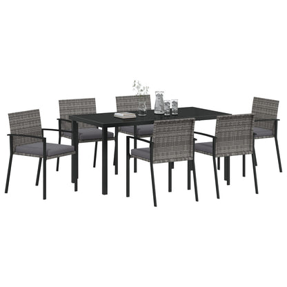 7-Delige Tuinset Grijs Poly Rattan