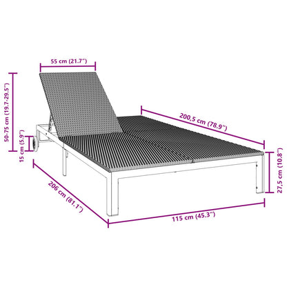 Zonnebed Met Kussens En Wielen Voor 2 Personen Poly Rattan Zwart 200 x 109 x 27,5 cm