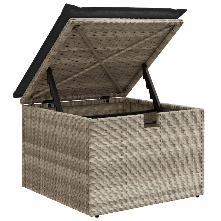 7 Delige Tuin Sofa Set Met Kussens Lichtgrijs Poly Rattan Wit