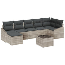 8 Delige Tuin Sofaset Met Kussens Grijs Poly Rattan