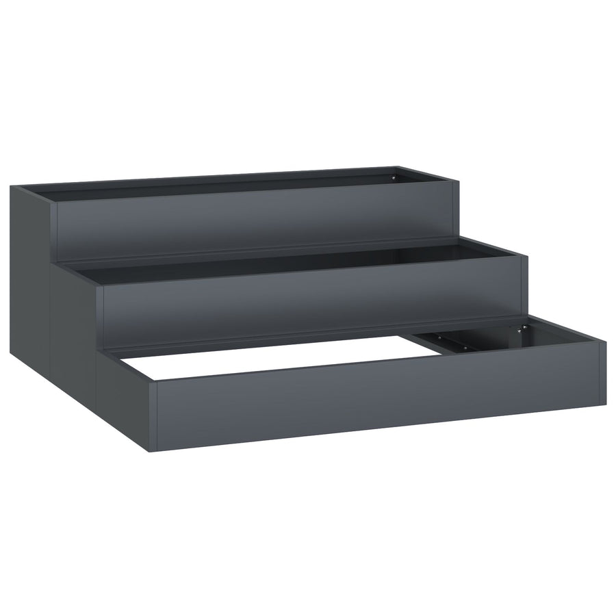 Tuin Plantenbak 3-Tier Staal 90 x 90 x 35 cm Anthraciet