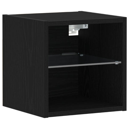 Led Tv-Kast Zwart Eiken 30X28,5X30 Cm Houtmateriaal
