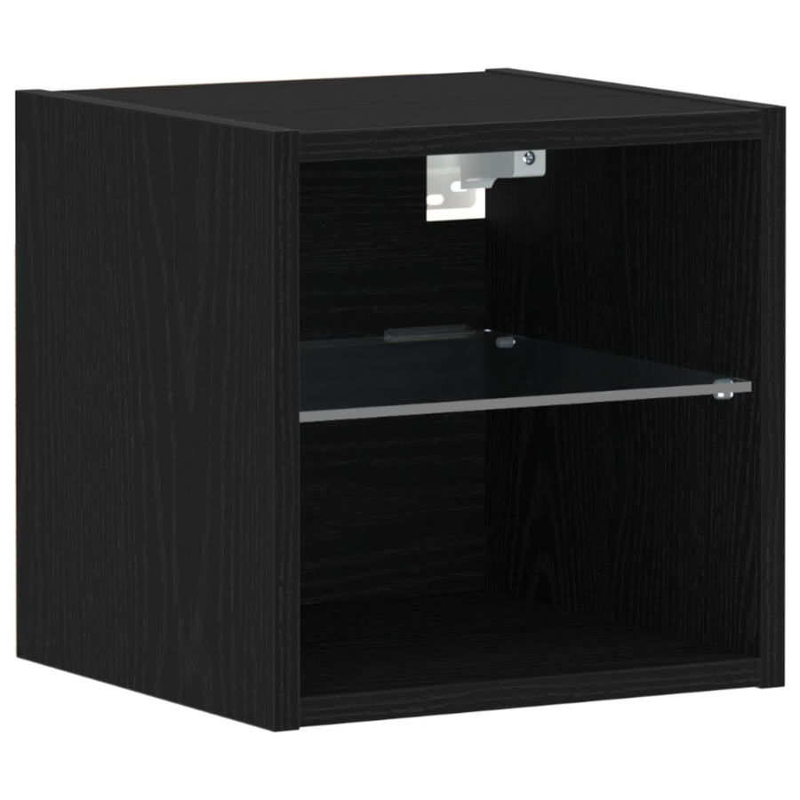 Led Tv-Kast Zwart Eiken 30X28,5X30 Cm Houtmateriaal