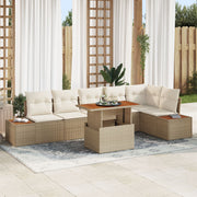 Tuinset 7-delig poly rattan beige