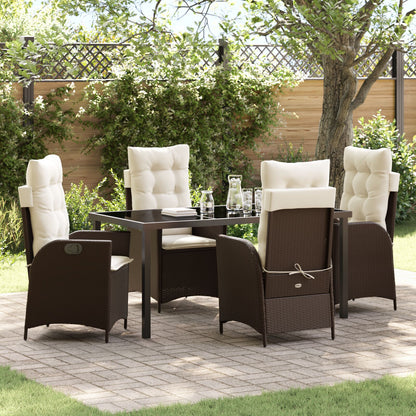 5 Delige Tuin Eetset Met Kussens Bruin Poly Rattan
