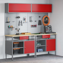 8-Delige Werkbank Set Rood Staal