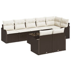 Tuinset poly rattan bruin 8-delig