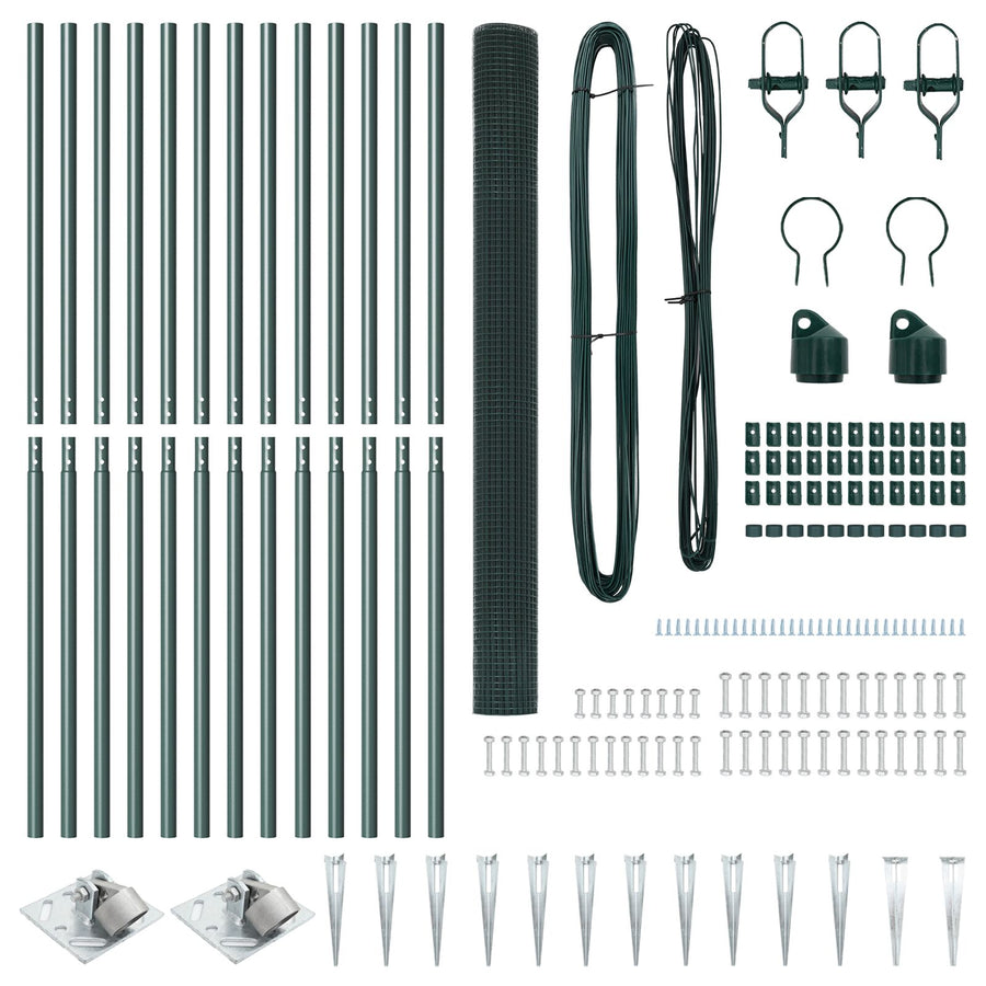 Pvc Heuvelpaalset Set Van 2 Groen Pvc 25 X 1.5 M Duurzaam Gegalvaniseerd Staal