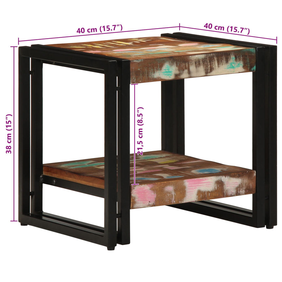 Salontafel Meerkleurig 40X50X38 Cm Massief Hout Gerecycled 40 x 40 x 38 cm Massief acaciahout
