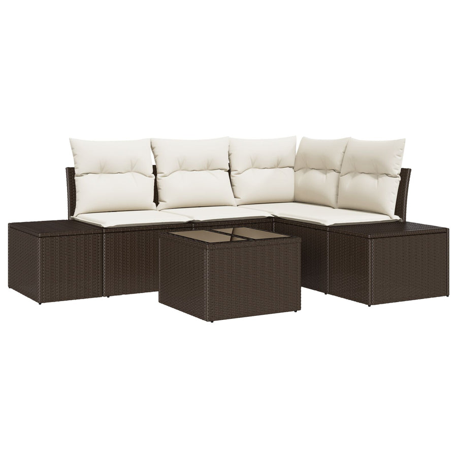 4-Delige Tuin Sofa Set Met Kussens Grijs Poly Riet Bruin en wit met tafel