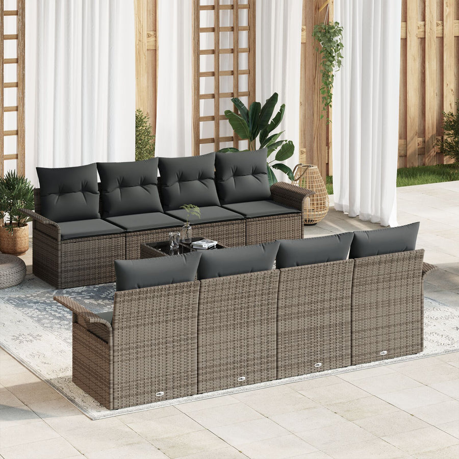 Tuin Sofa Set Set Van 7 Grijs Rattan, Polyester