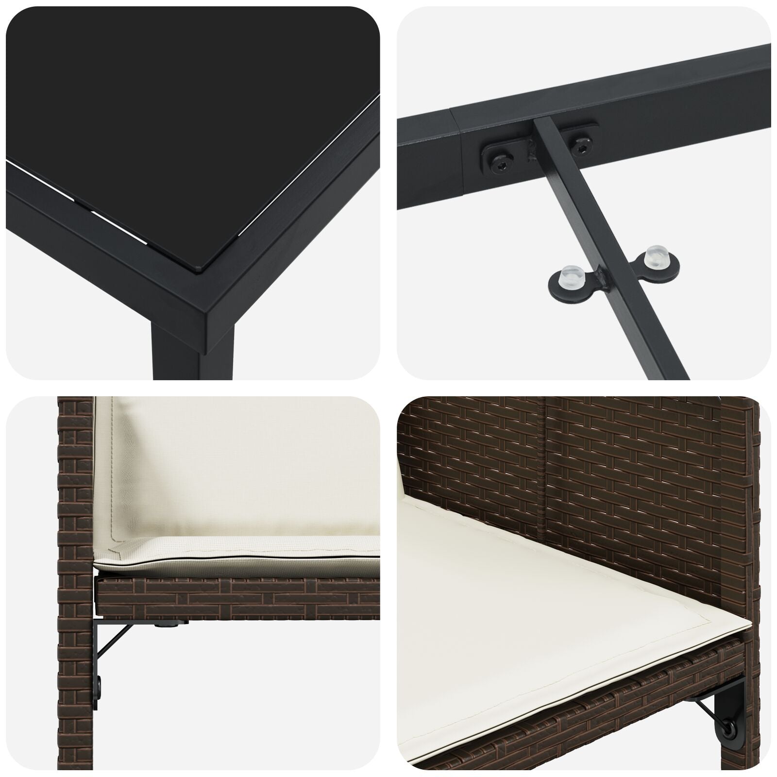 5-Delig Tuin Eetset Met Kussens Bruin Poly Rattan