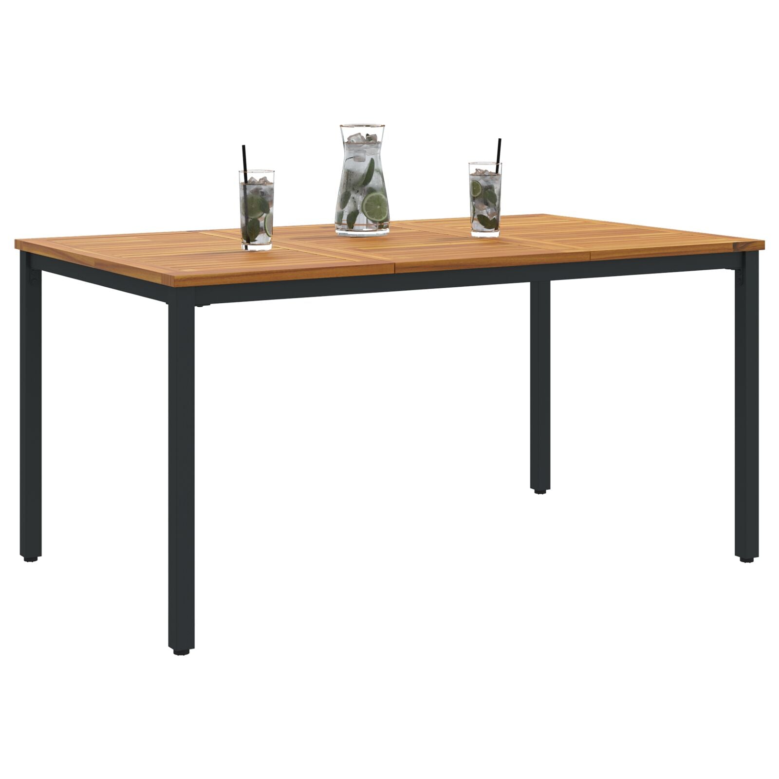 Tuin Tafel Massief Acaciahout En Metaal 150 x 90 x 75 cm Natuurlijk en zwart