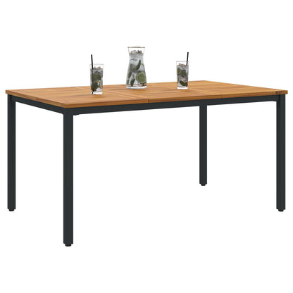 Tuin Tafel Massief Acaciahout En Metaal 150 x 90 x 75 cm Natuurlijk en zwart