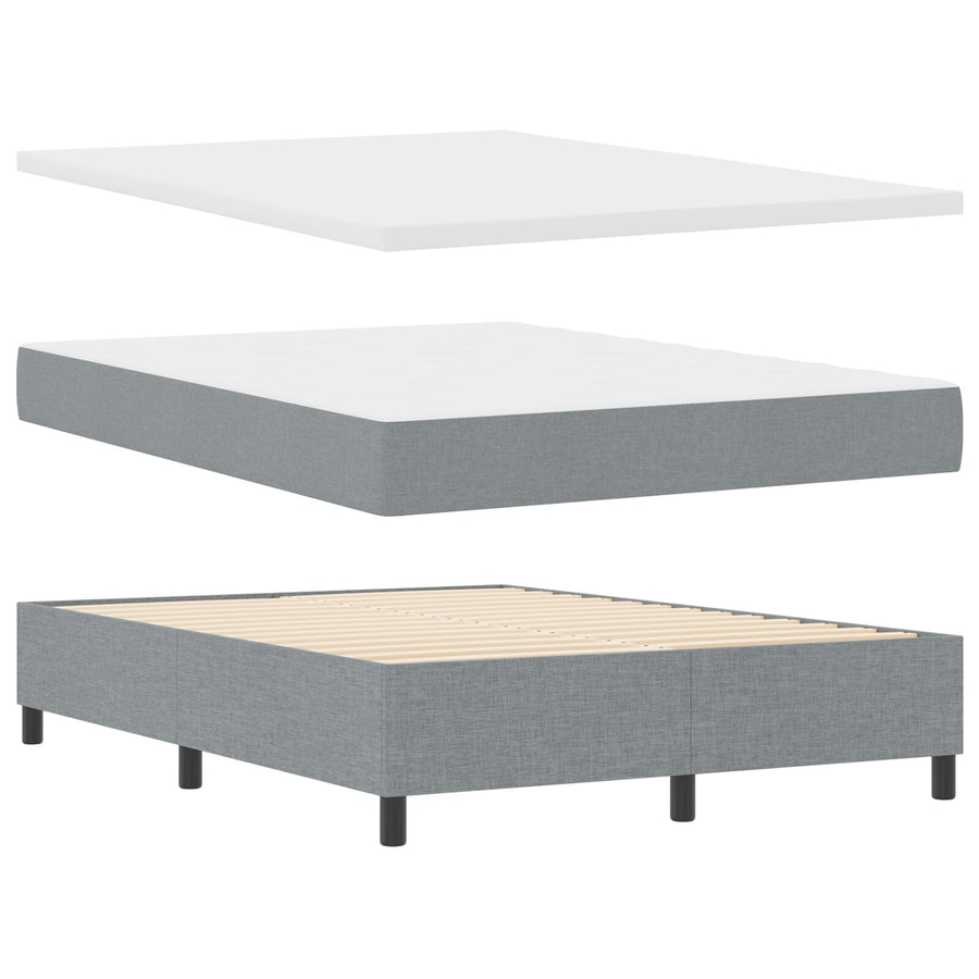 Boxspringbed Met Matras Stof Lichtgrijs 140 x 200 cm Knoop-tufted