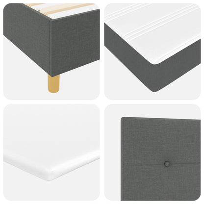 Boxspring Bed Met Matras Donkergrijs Eenpersoons Stof Blauw