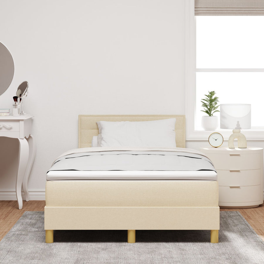 Boxspring Bed Met Matras Stof Crème 120 x 200 cm Lijnen ontwerp
