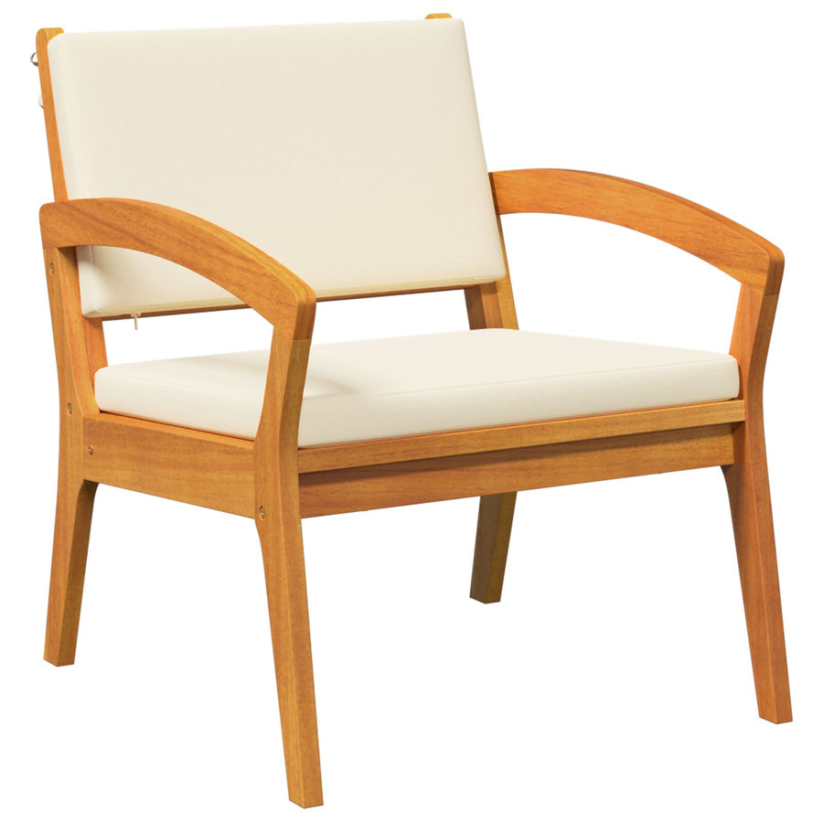 3-Delige Bistro Set Met Kussens - Gemaakt Van Massief Acaciahout Crème wit 2x stoel + tafel