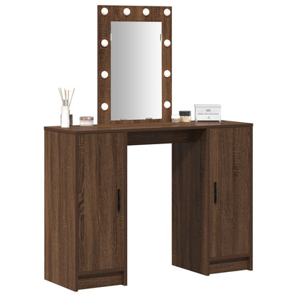 Kaptafel Met Led-Lampen Bruin Eiken 102X33X135 Cm Bruine eiken