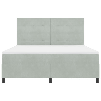 Boxspring Bed Met Matras Lichtgrijs Super King Velvet Blauw