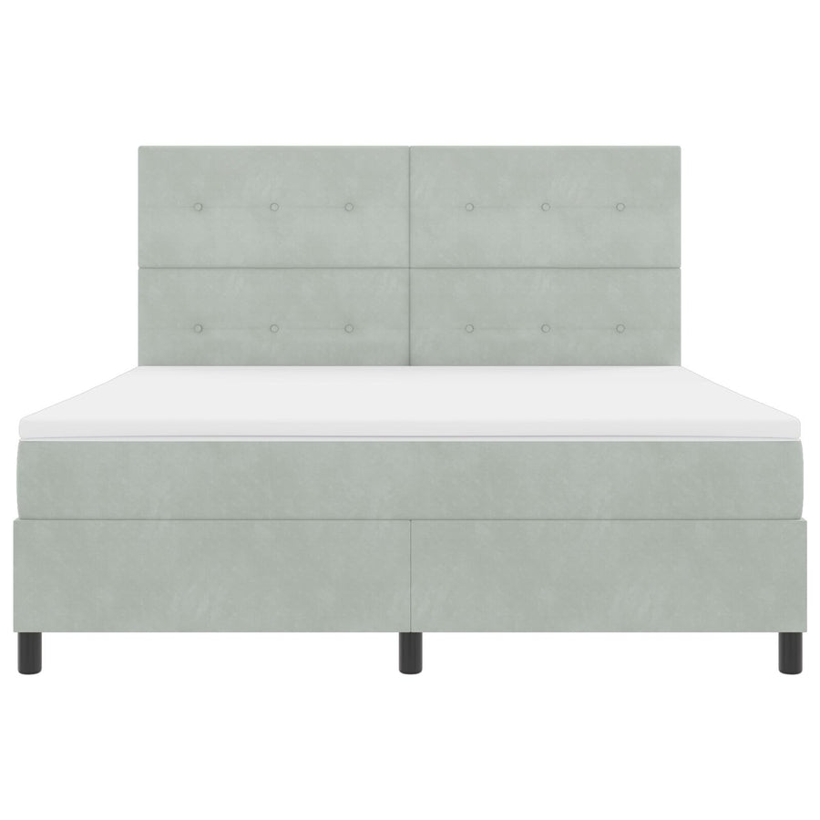 Boxspring Bed Met Matras Lichtgrijs Super King Velvet Blauw