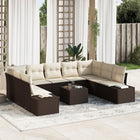 Outdoor Sofa Set with cushions 10 pcs Brown poly rattan