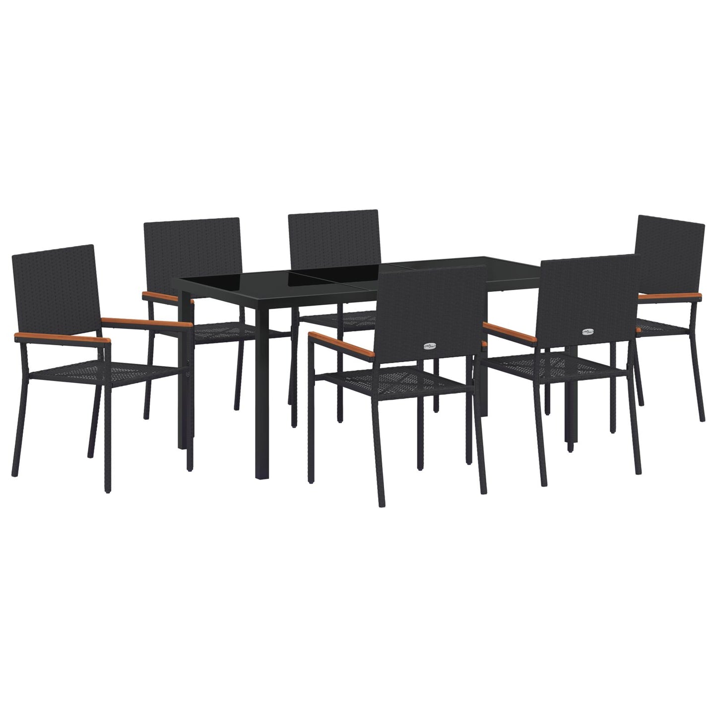 7-Persoons Tuin Eethoek Zwart Poly Rattan