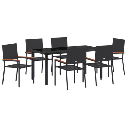 7-Persoons Tuin Eethoek Zwart Poly Rattan