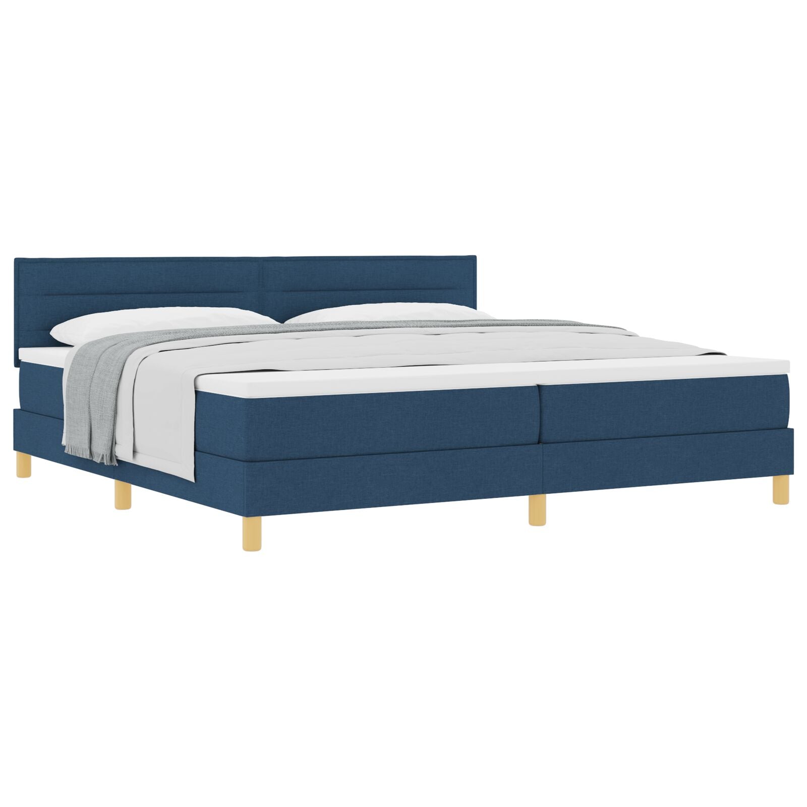 Boxspring Bed Met Matras Stof Blauw 200 x 200 cm Lijn ontwerp