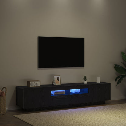 Tv-Kast Met Led-Verlichting - Zwart Eiken - 180X35X40 Cm - Bewerkt Hout