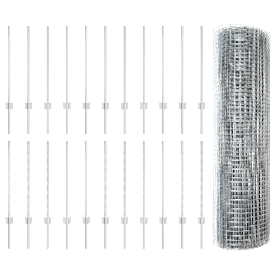 Gegalvaniseerd Draadhek Met 22 U-Paaltjes Zilver 0.8X50 M Staal