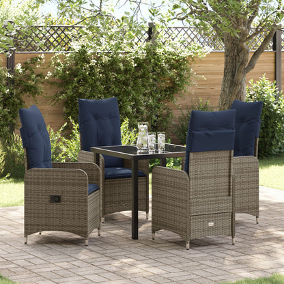 5-Delige Tuin Eetset Met Kussens Zwart Poly Rattan