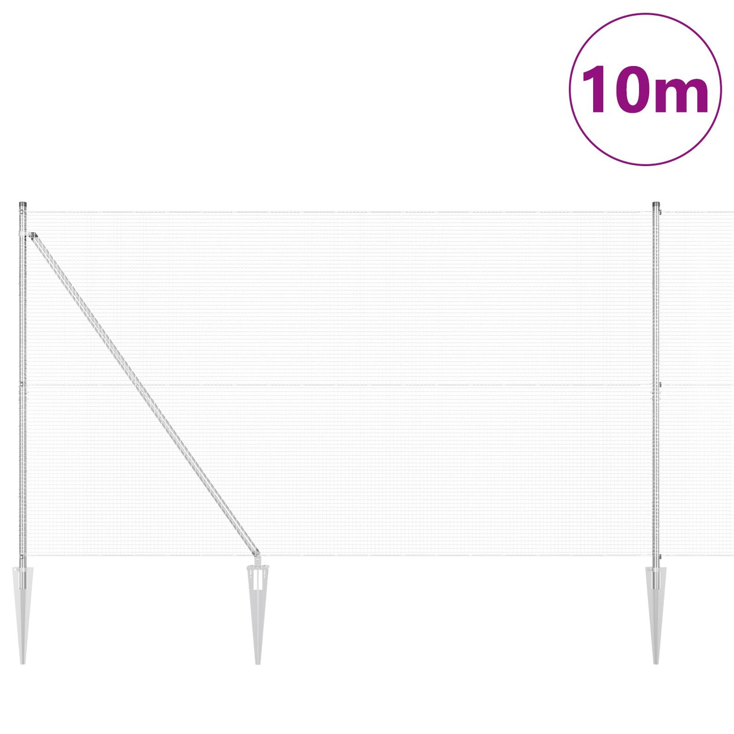 Gelast Draadhek Met 7 Spijkerpalen 1.6X10 M Gegalaniseerd Staal Gegalvaniseerd Staal