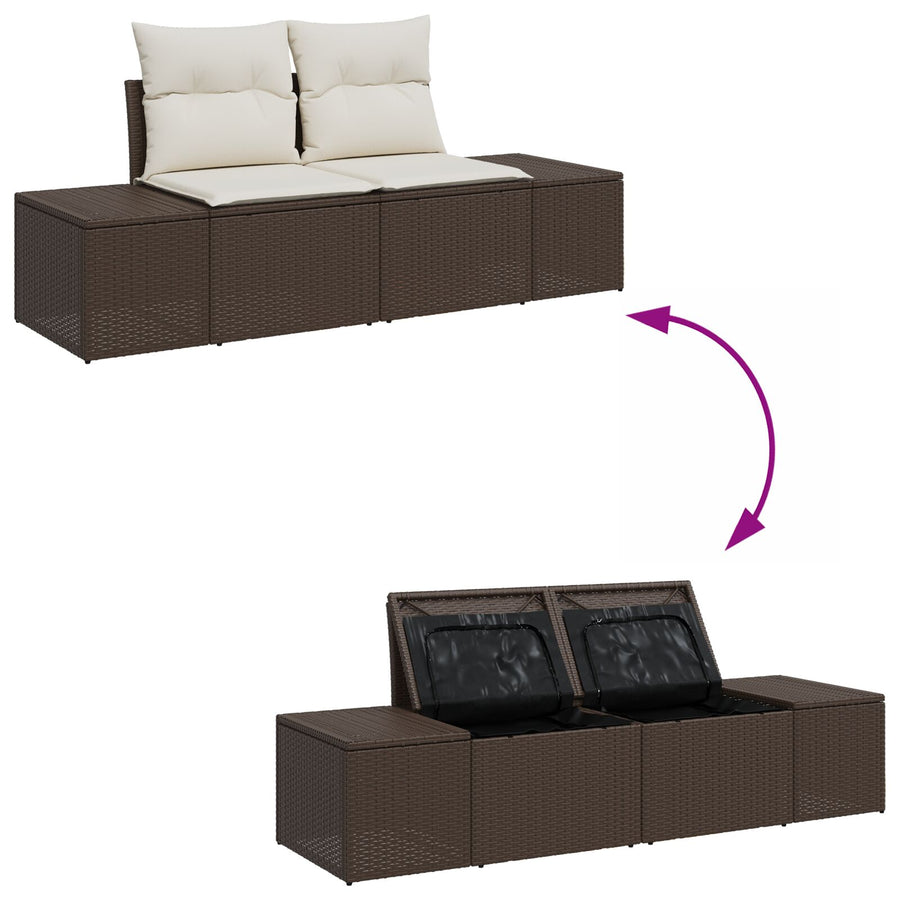 Tuin Bankstel Set Van 6 Bruin Rattan Buiten Tafel Rechthoekig