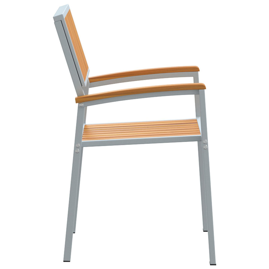 Tuinstoelen 4 Stuks Stapelbaar Massief Acaciahout En Staal Natuurlijk en grijs