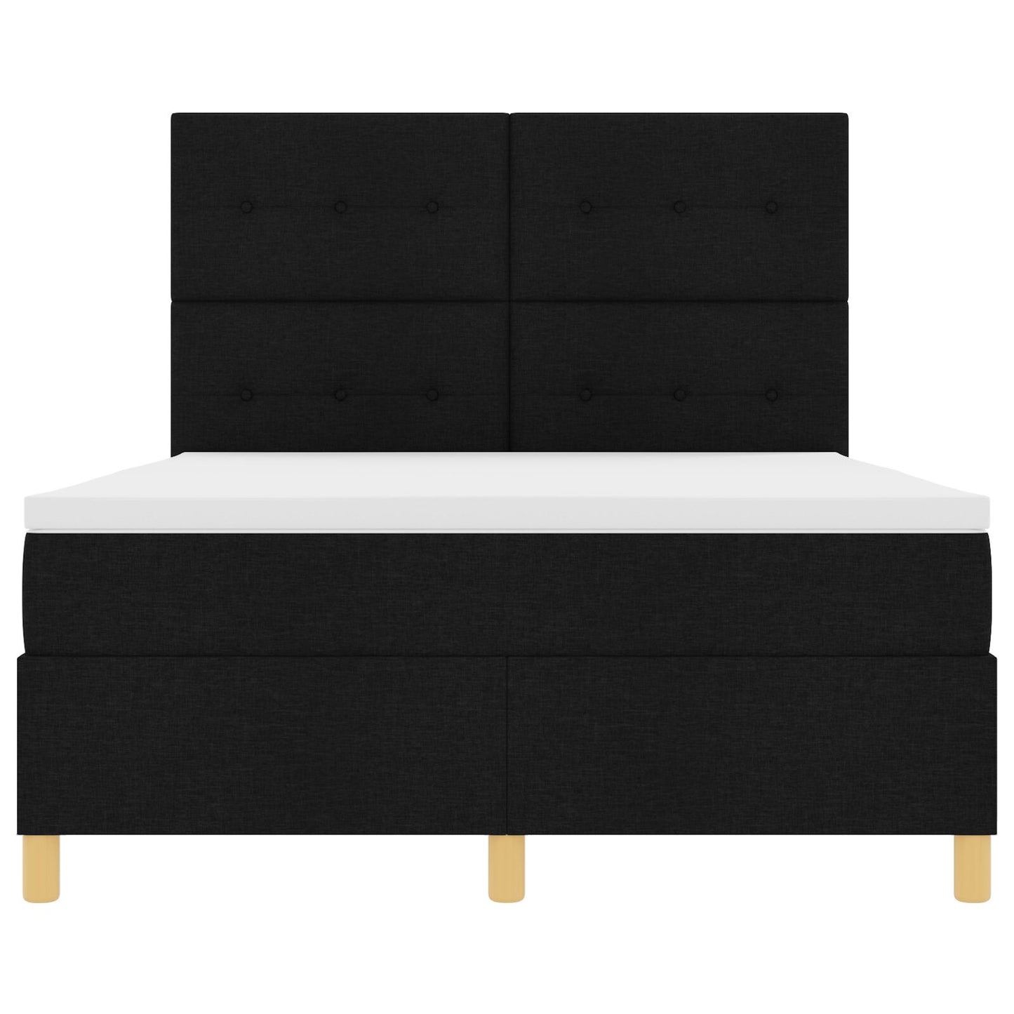 Boxspring Bed Met Matras Zwart 140X200 Cm Stof Blauw