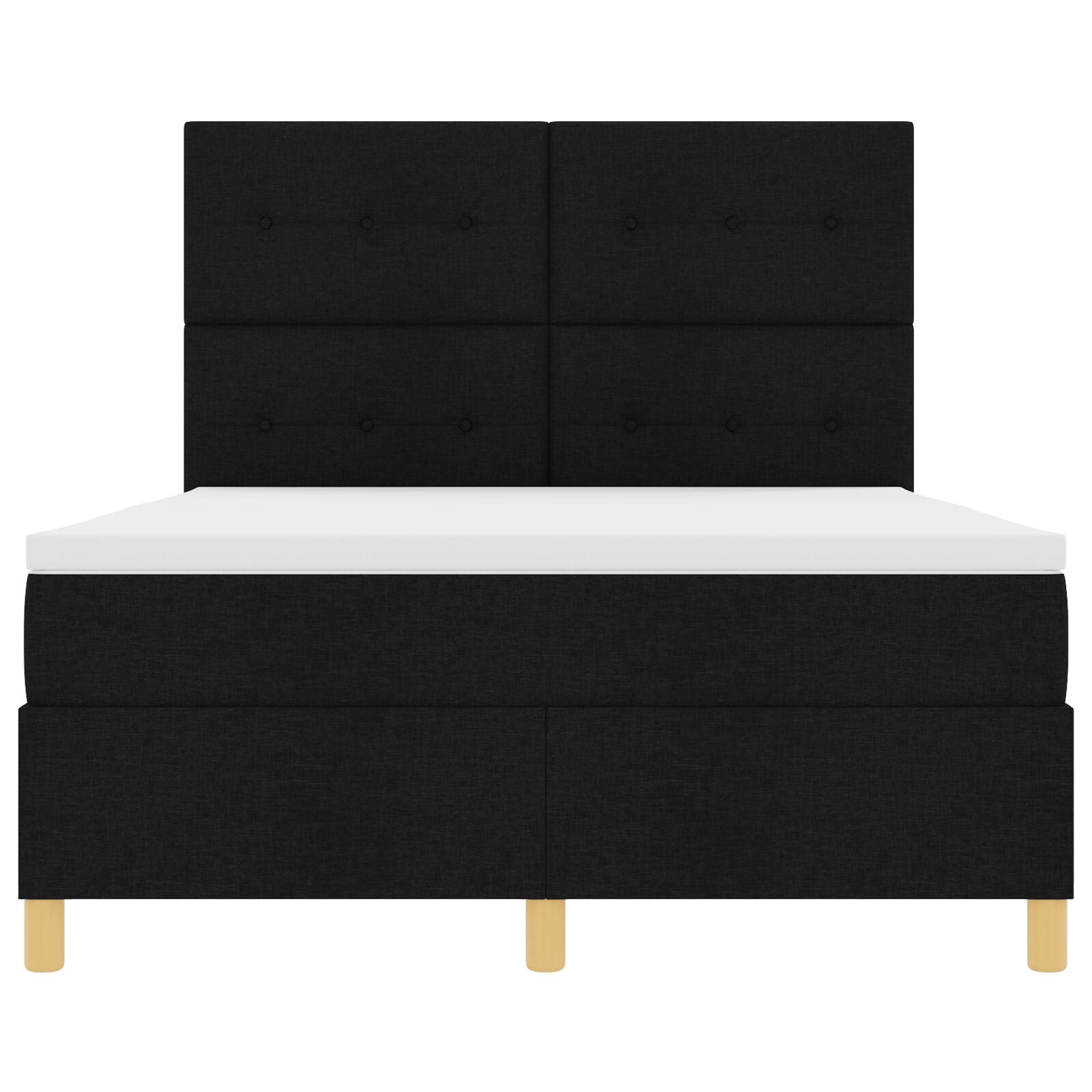 Boxspring Bed Met Matras Zwart 140X200 Cm Stof Blauw