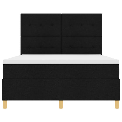 Boxspring Bed Met Matras Zwart 140X200 Cm Stof Blauw