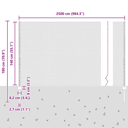 Hekpalen 22 Stuks U-Kanaal Grijs 140 Cm Staal,  Hexagonaal Hek Grijs 1,4X25 M Staal