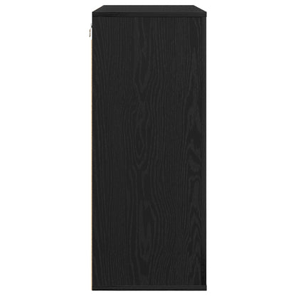 Wandkast 80X33X80 Cm Bewerkt Hout Zwart eiken