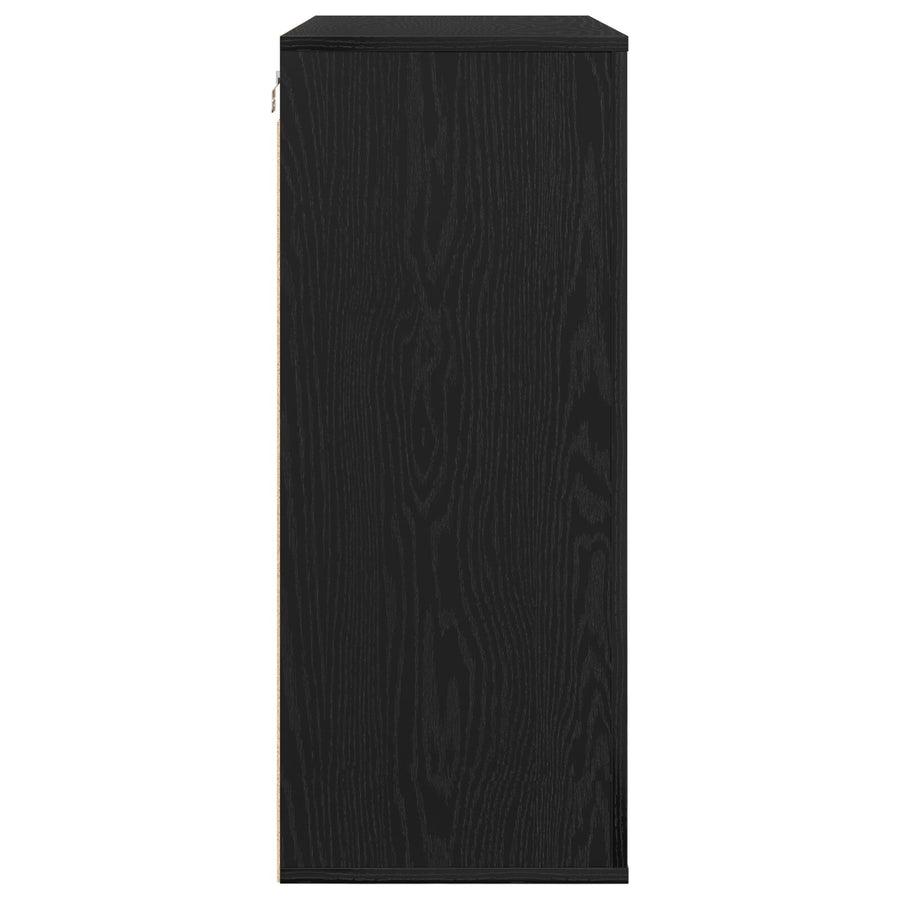 Wandkast 80X33X80 Cm Bewerkt Hout Zwart eiken