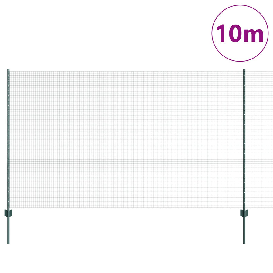 Gelaste Draadhek Met 5 U-Palen Groen 1,4X10 M Staal