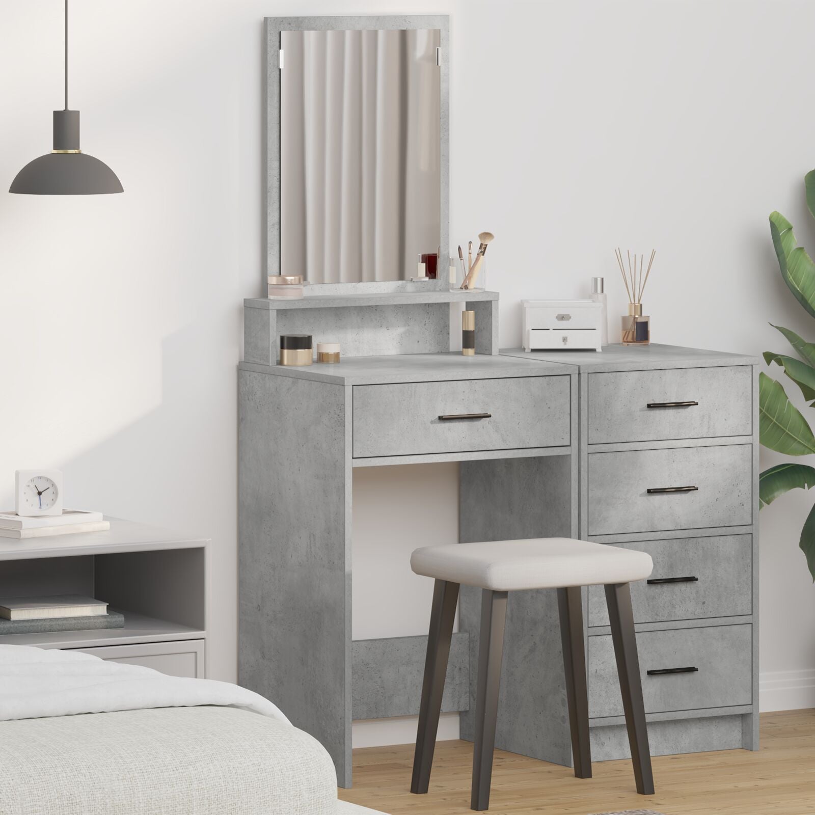 Kaptafel Met Lades Betonnen Grijs 50 x 41 x 140 cm Beton Grijs