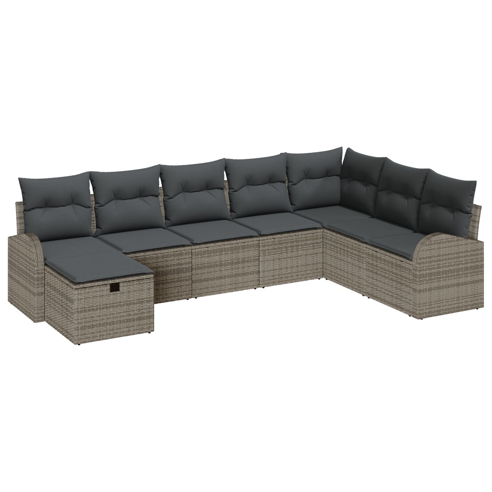 8-Delige Tuin Sofa Set Met Kussens Grijs Poly Riet