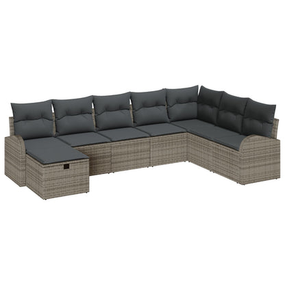 8-Delige Tuin Sofa Set Met Kussens Grijs Poly Riet