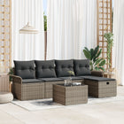 Tuinset poly rattan 6-delig grijs met opbergfunctie